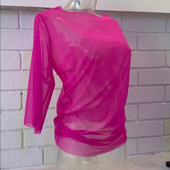 Hot Pink Stretch Mesh Beach Top/Tunic M - Picture 2 of 10